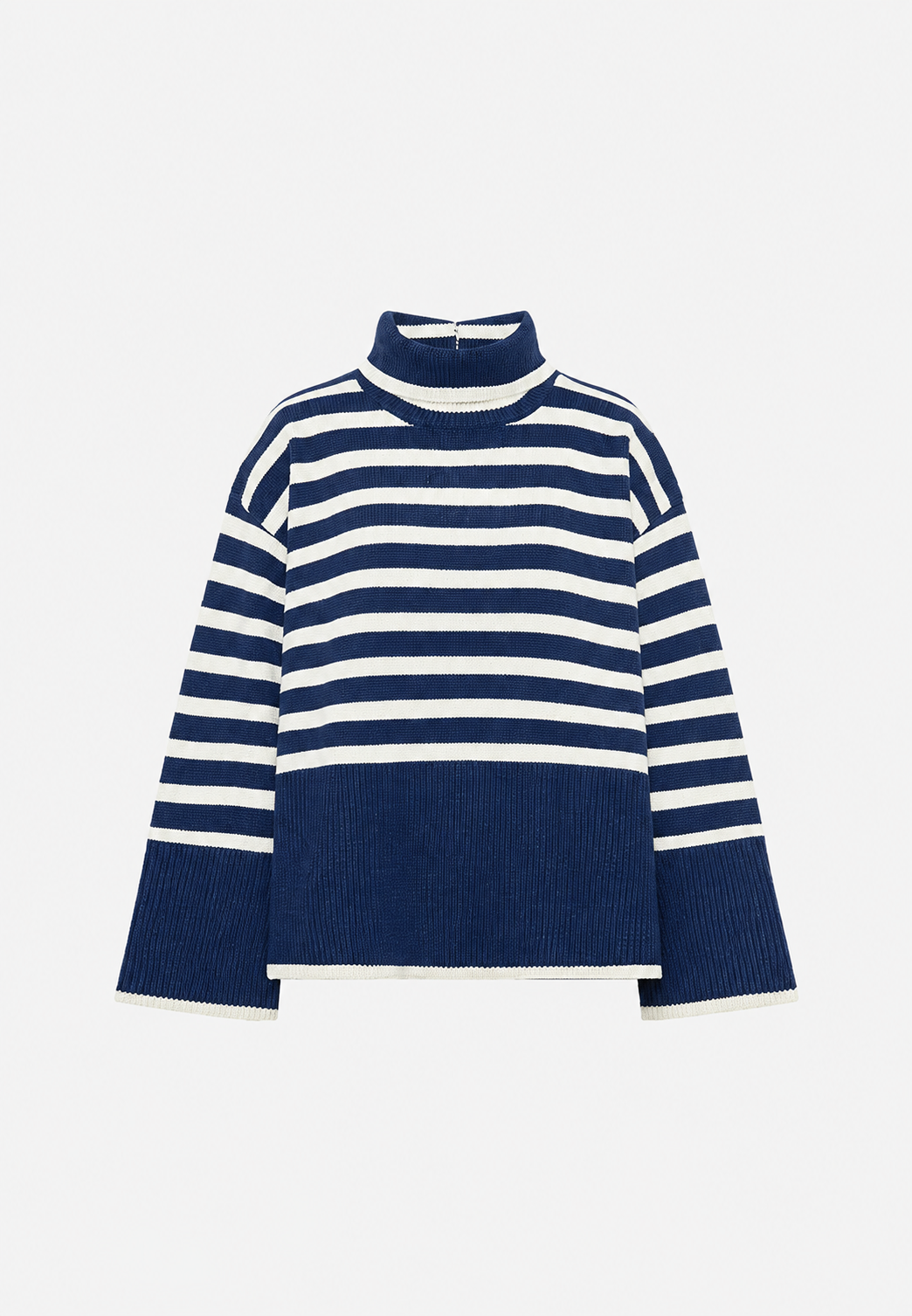 Pull oversize pour femme à rayures, col roulé et manches larges - Leonie