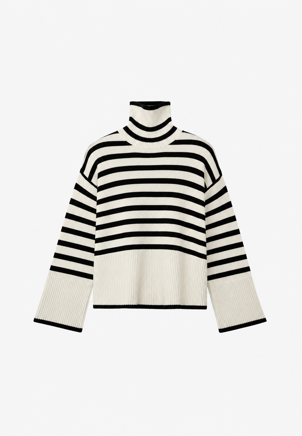 Pull oversize pour femme à rayures, col roulé et manches larges - Leonie