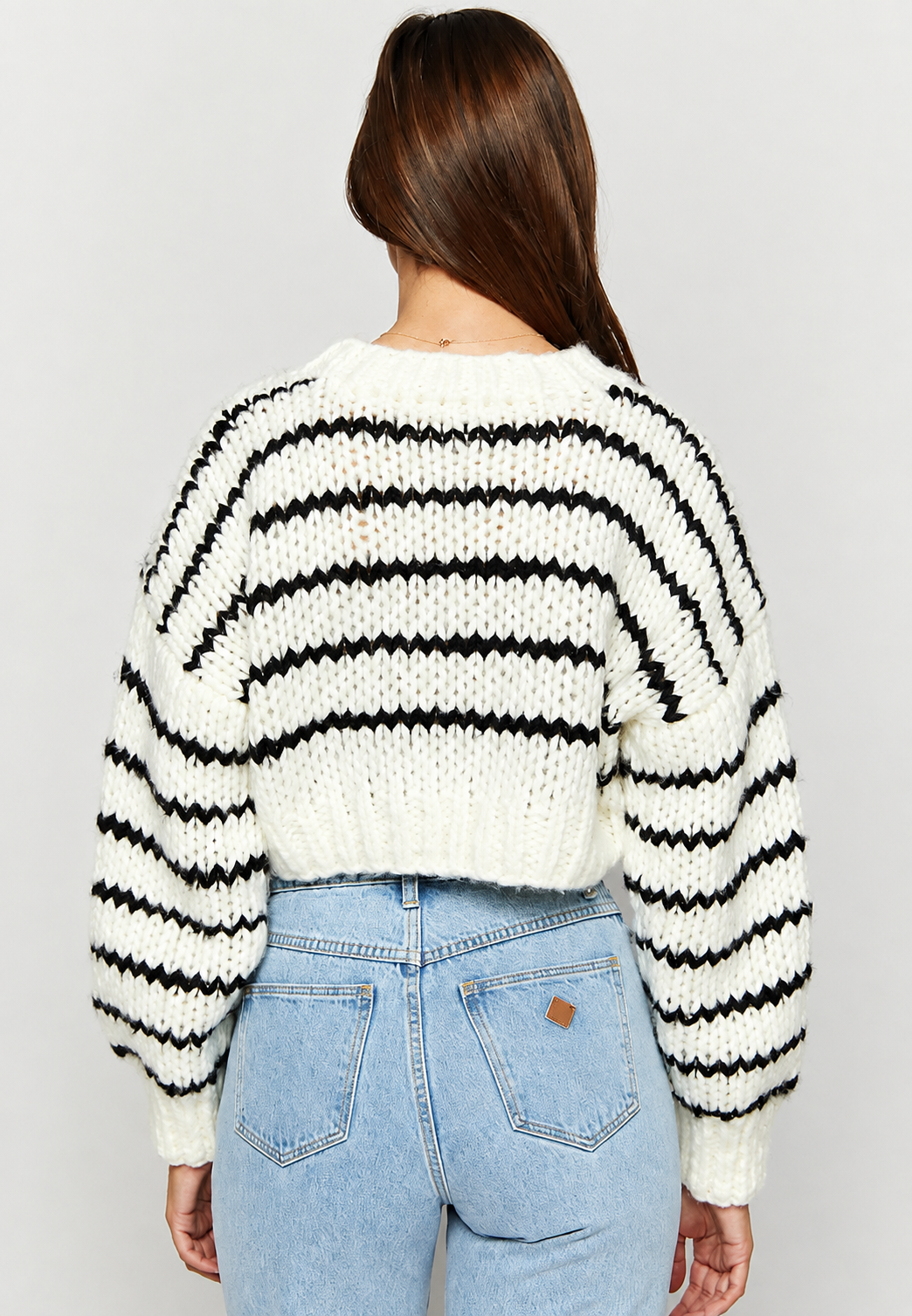 Pull oversize en maille épaisse, manches larges, col rond - Ovacona