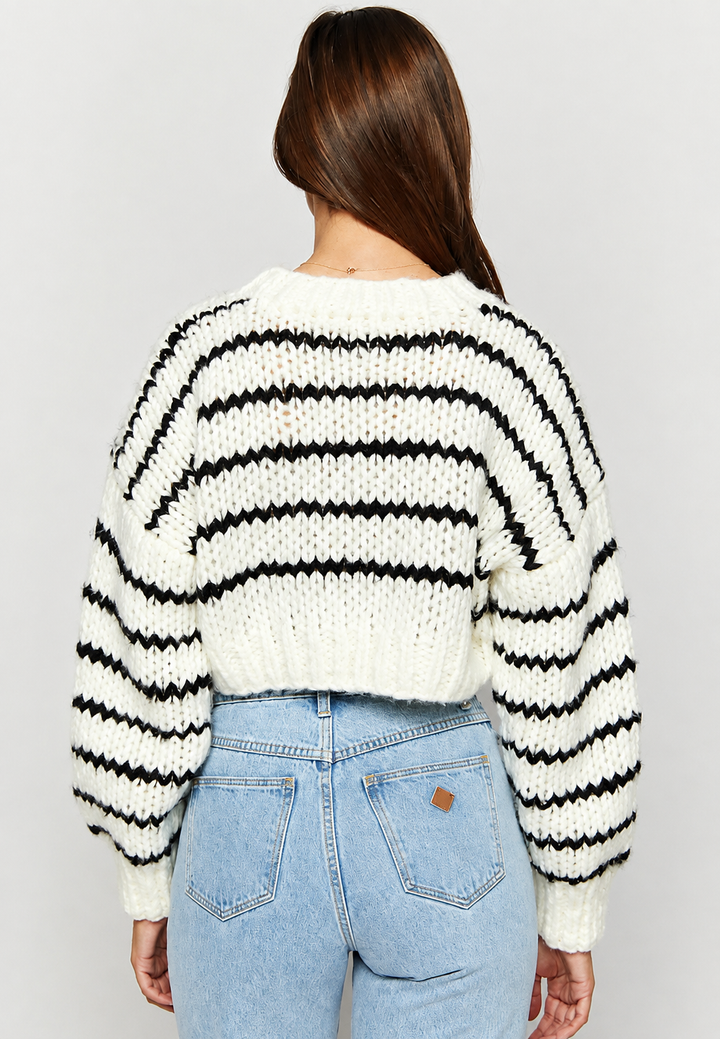 Pull oversize en maille épaisse, manches larges, col rond - Ovacona