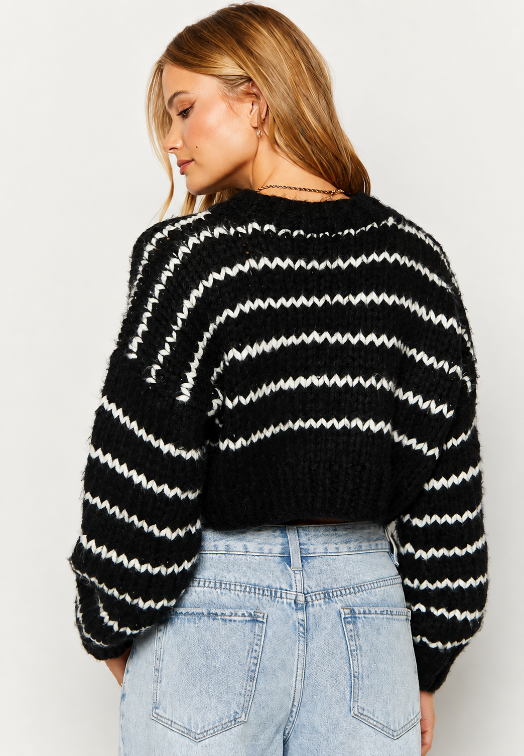 Pull oversize en maille épaisse, manches larges, col rond - Ovacona