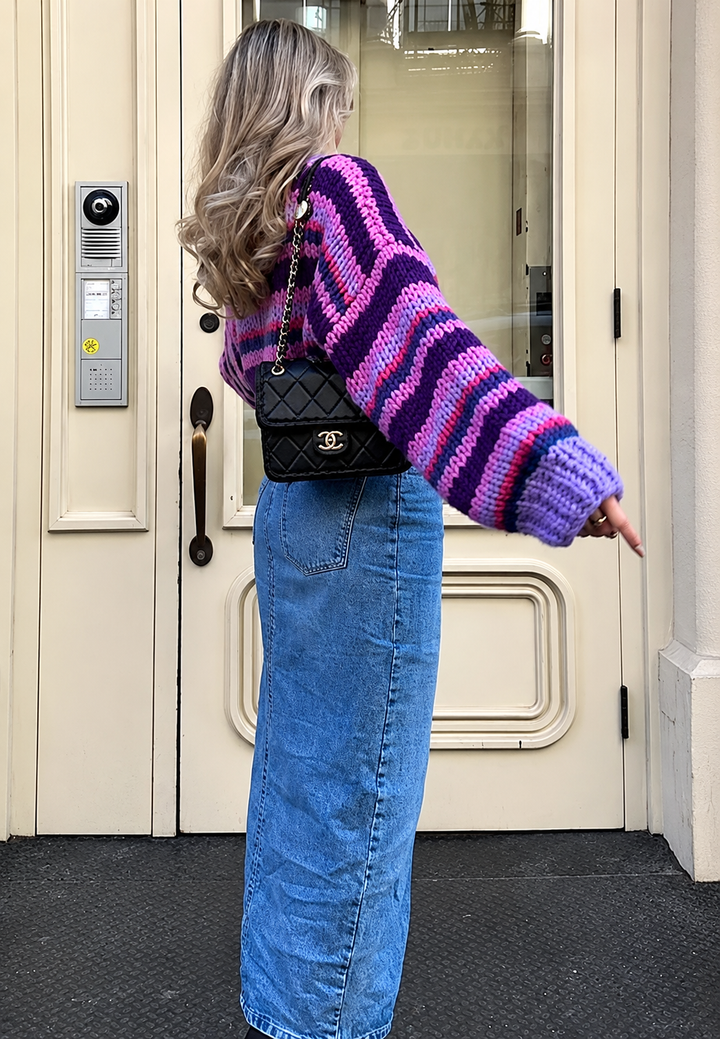 Pull oversize en maille épaisse, manches larges, col rond - Ovacona