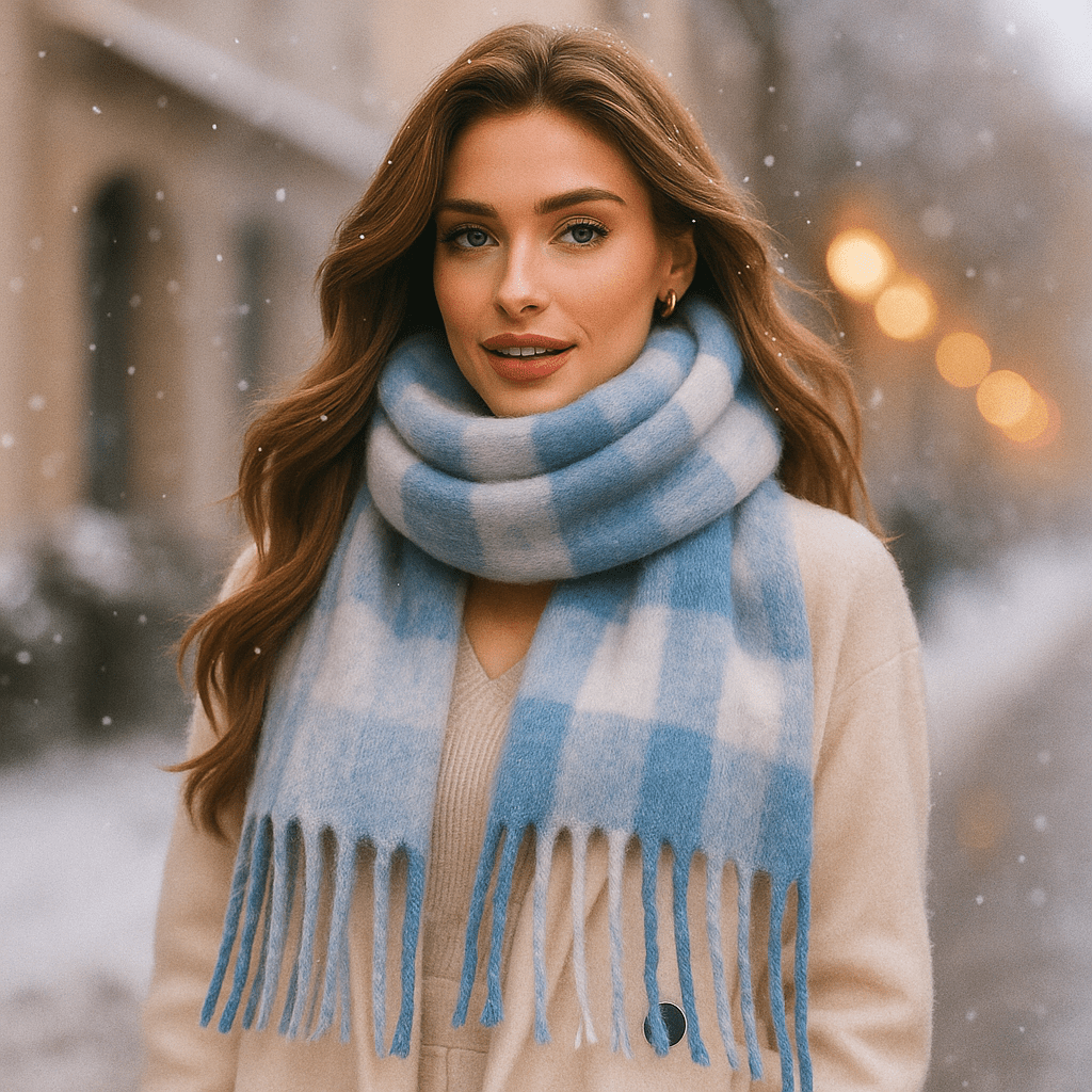 Echarpe à carreaux pour femme avec un effet doux et élégant - Karmin