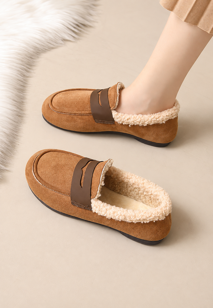 Mocassins pour femme, aspect daim à l&