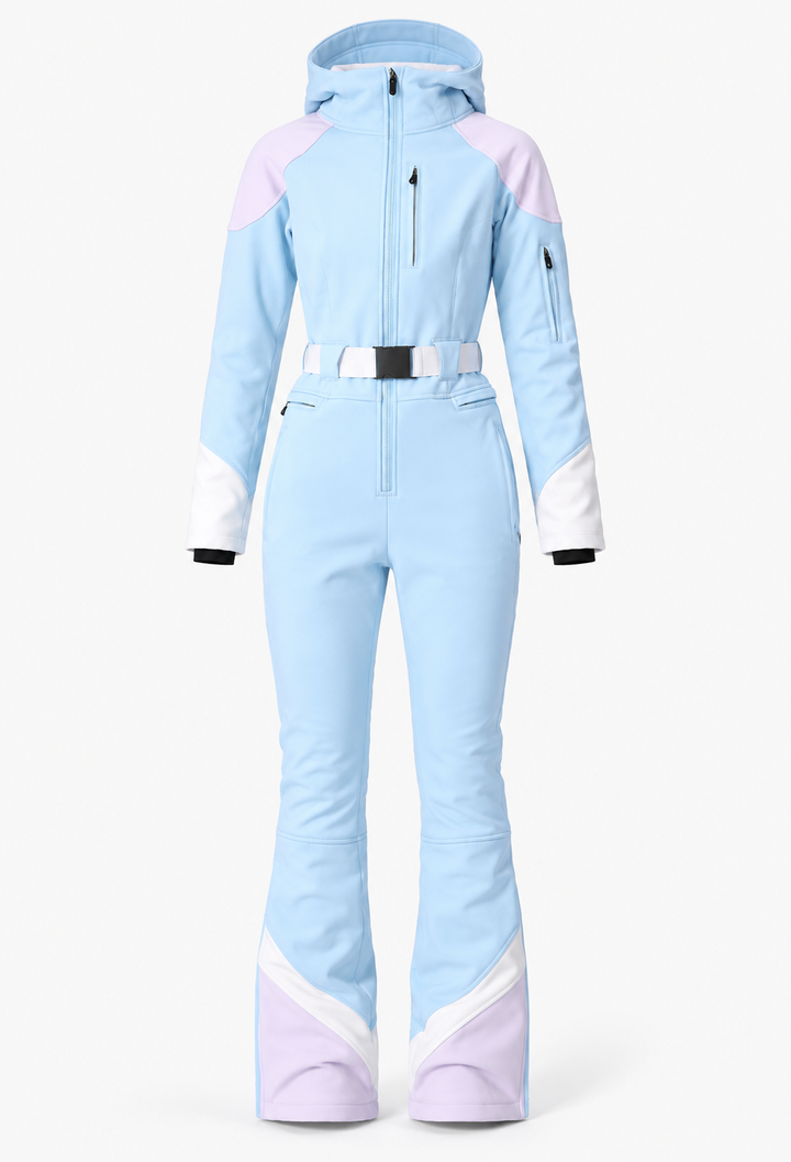 Combinaison de ski femme une pièce à capuche, ceinture ajustable et poches zippées - Alessa