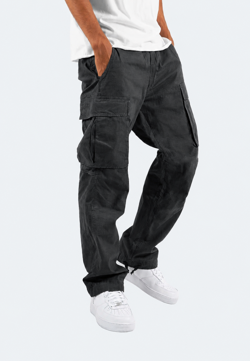 Pantalon cargo pour homme, coupe ajustée, poches latérales, ourlet réglable - Hilbert