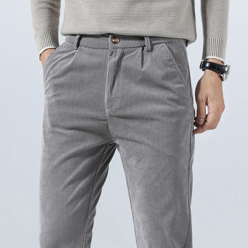 Pantalon en velours côtelé pour homme, à pinces et poches latérales - Corvin