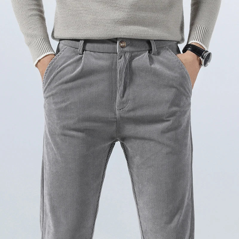 Pantalon en velours côtelé pour homme, à pinces et poches latérales - Corvin