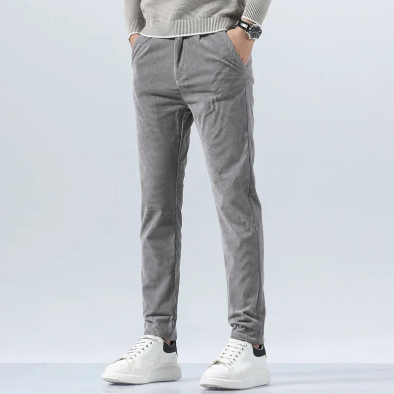 Pantalon en velours côtelé pour homme, à pinces et poches latérales - Corvin