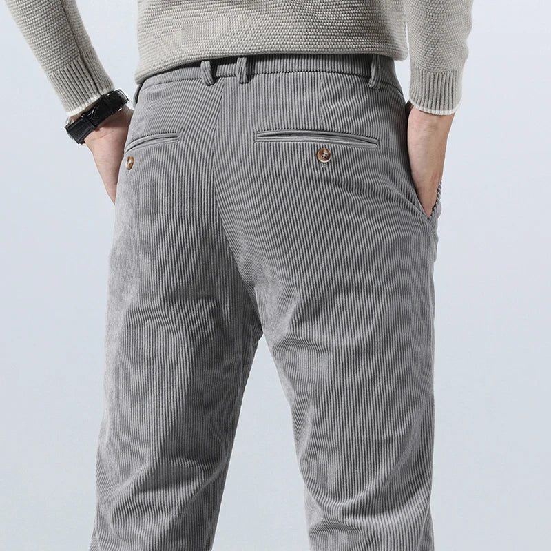 Pantalon en velours côtelé pour homme, à pinces et poches latérales - Corvin