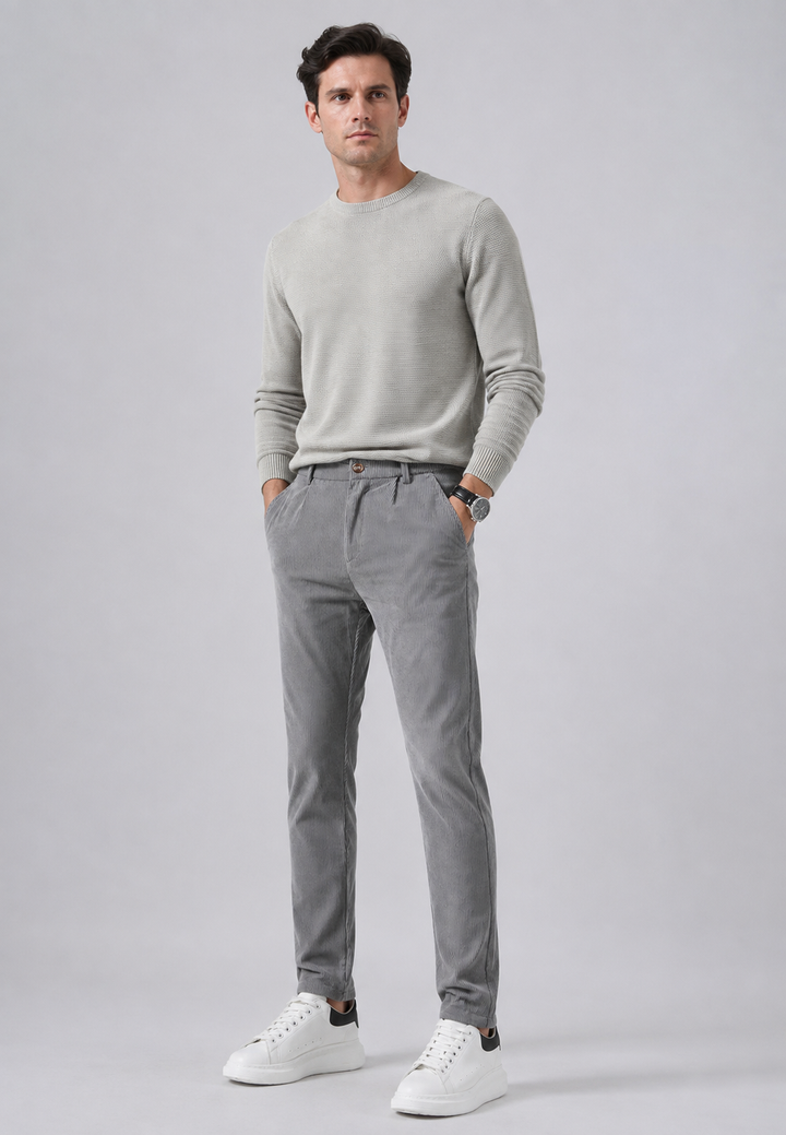 Pantalon en velours côtelé pour homme, à pinces et poches latérales - Corvin