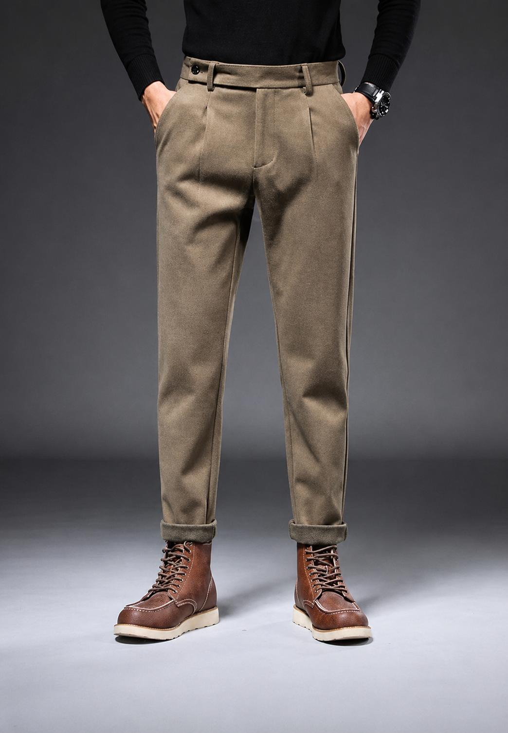 Pantalon décontracté à coupe droite avec pinces - Viktor