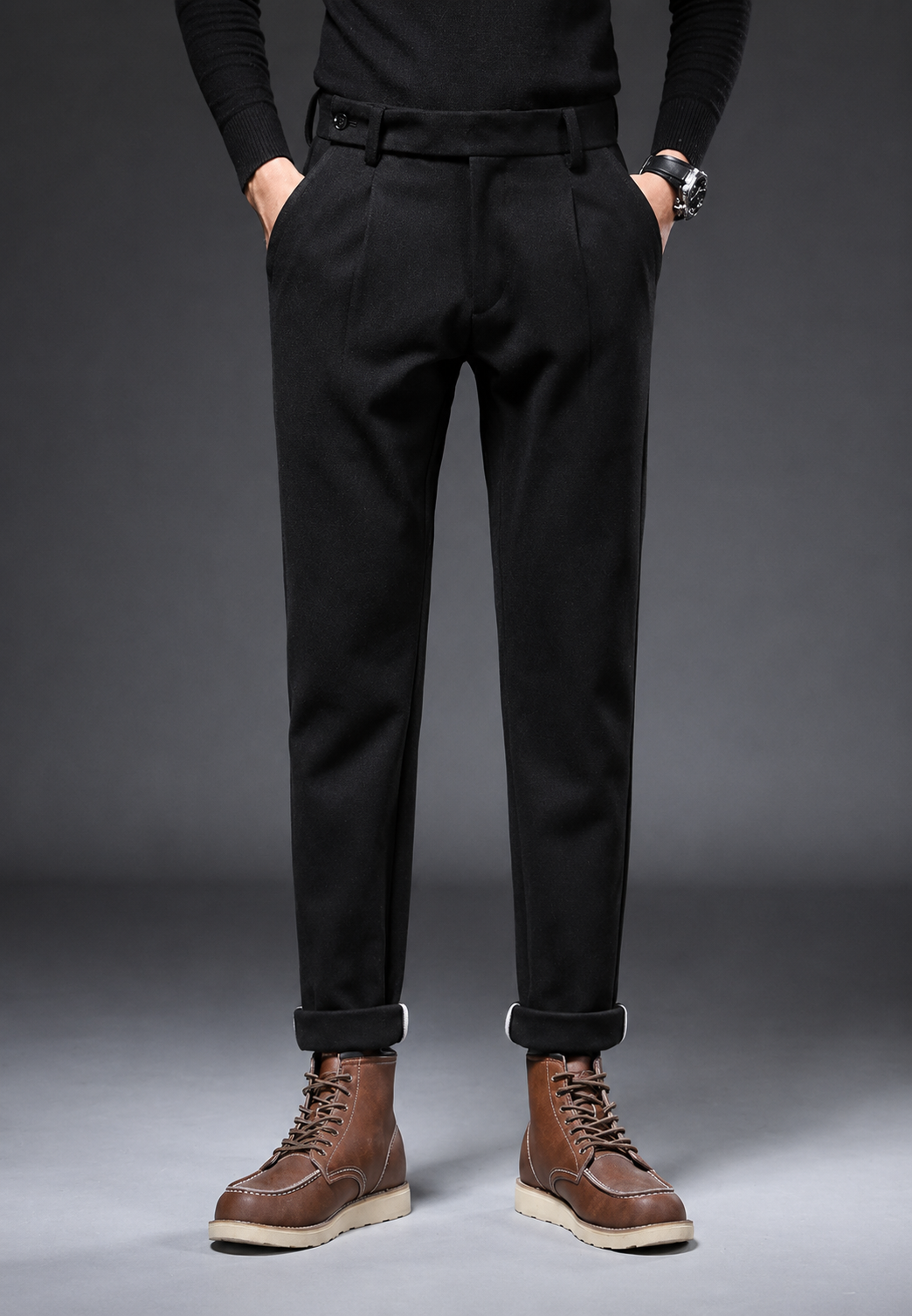 Pantalon décontracté à coupe droite avec pinces - Viktor