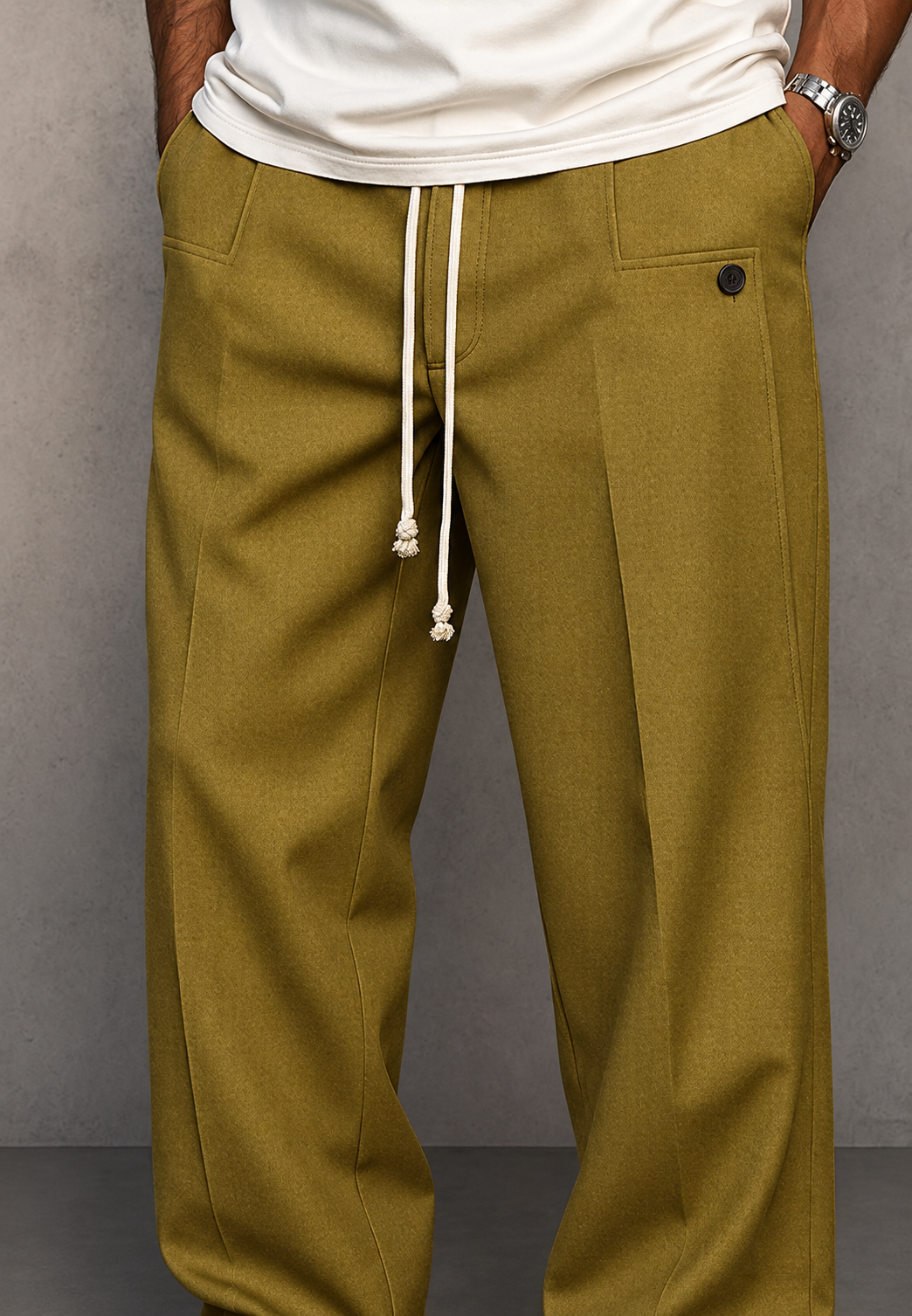 Pantalon large homme à pinces et taille ajustable - Tavon
