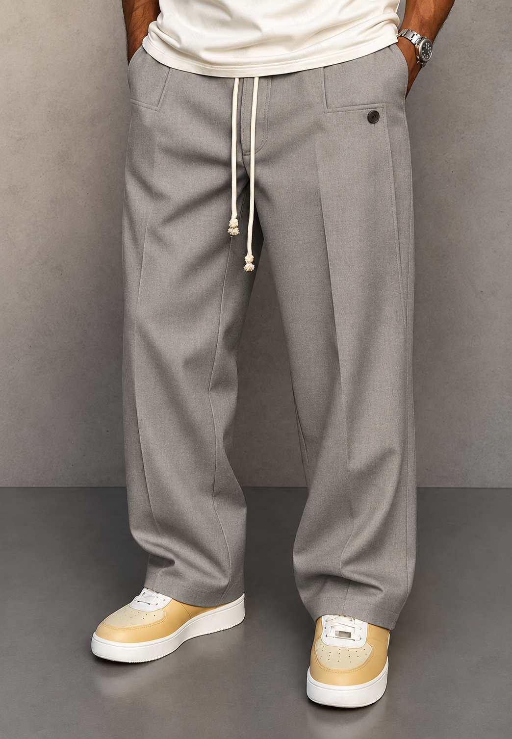 Pantalon large homme à pinces et taille ajustable - Tavon