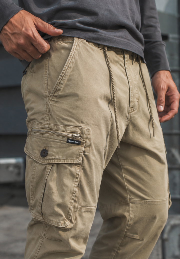 Pantalon jogger cargo pour homme à multiples poches et fermeture éclair - Nicolai