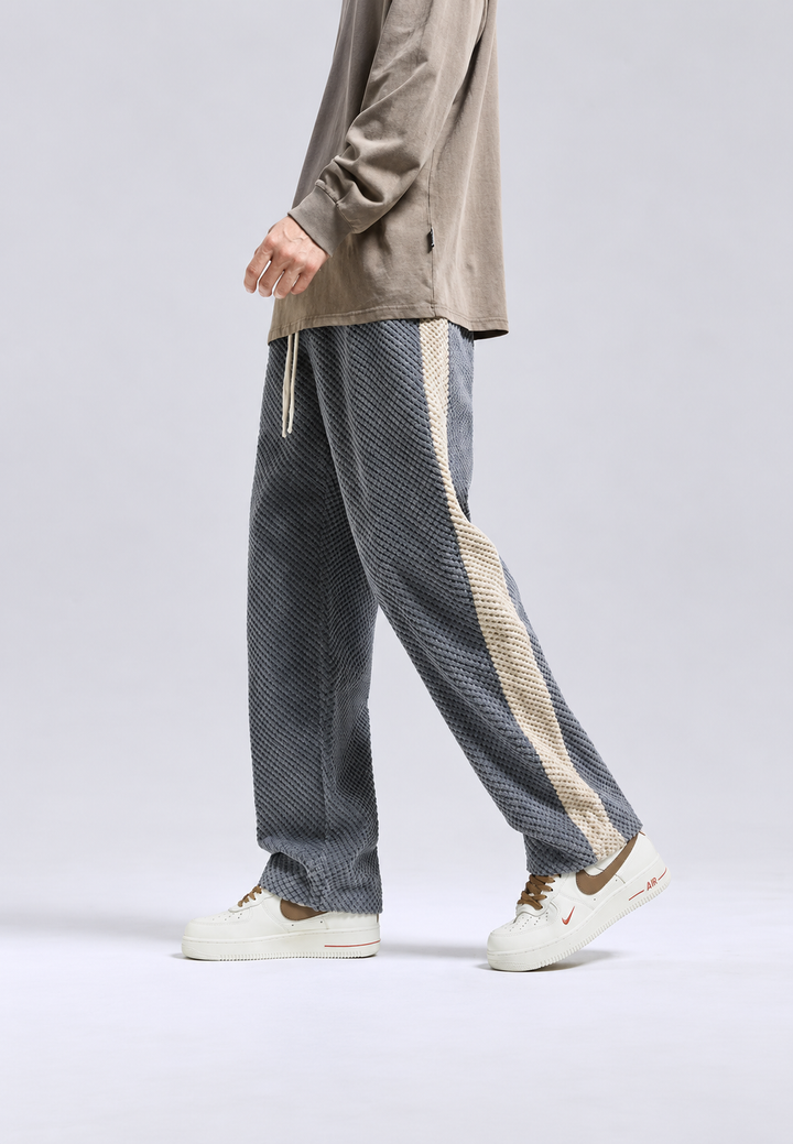 Pantalon de jogging pour homme en velours côtelé, coupe ample, bande latérale - Dorian