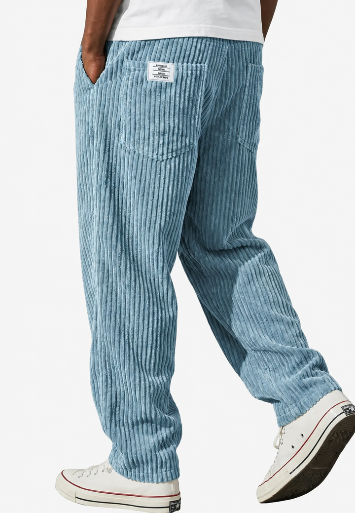 Pantalon en velours côtelé pour homme, coupe ample, avec poches - Bastian