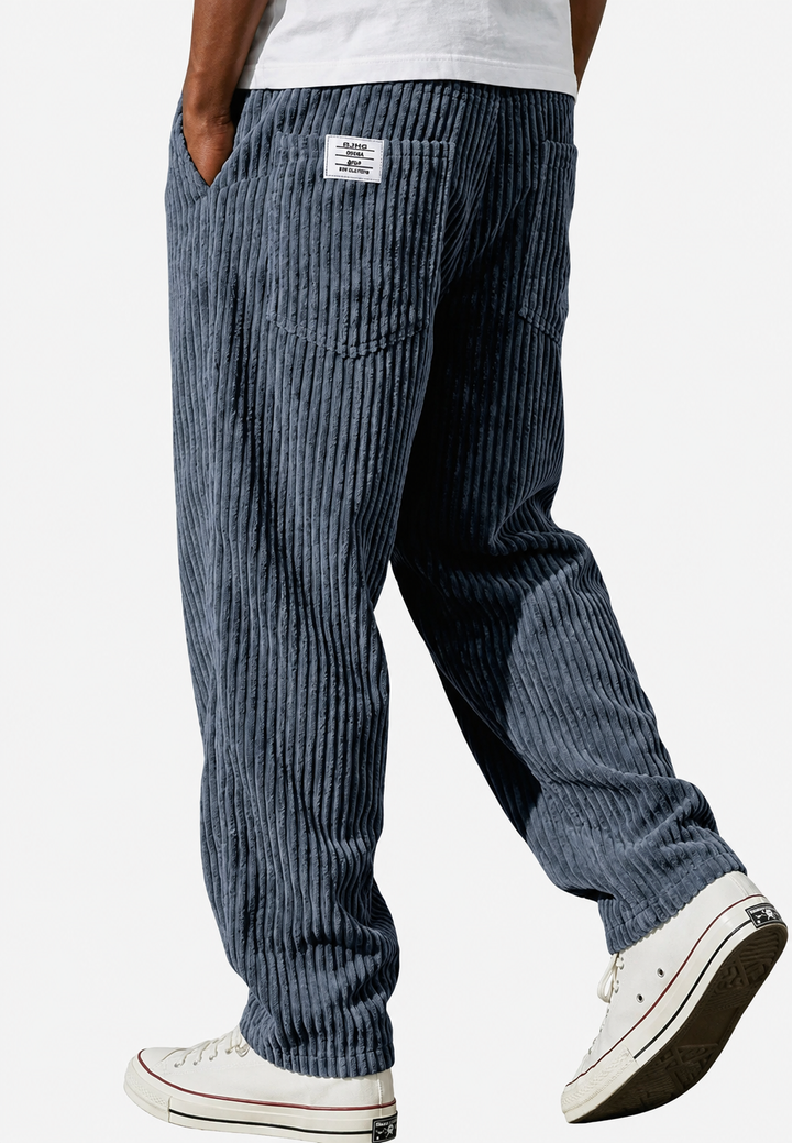 Pantalon en velours côtelé pour homme, coupe ample, avec poches - Bastian