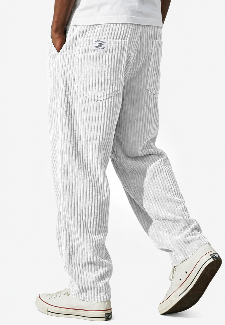 Pantalon en velours côtelé pour homme, coupe ample, avec poches - Bastian