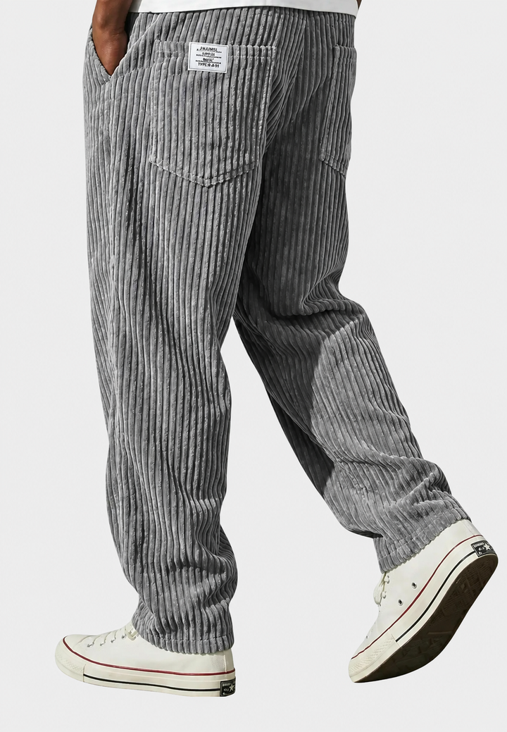 Pantalon en velours côtelé pour homme, coupe ample, avec poches - Bastian