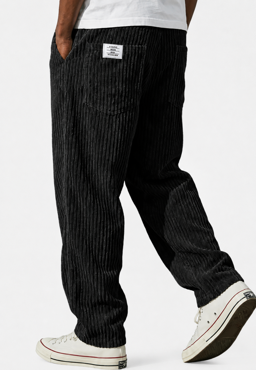 Pantalon en velours côtelé pour homme, coupe ample, avec poches - Bastian