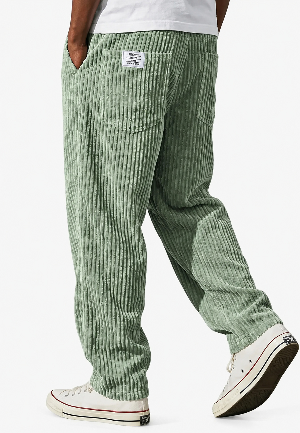 Pantalon en velours côtelé pour homme, coupe ample, avec poches - Bastian