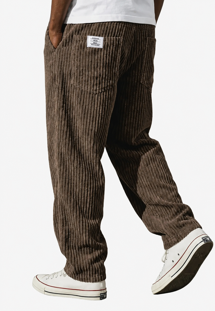 Pantalon en velours côtelé pour homme, coupe ample, avec poches - Bastian