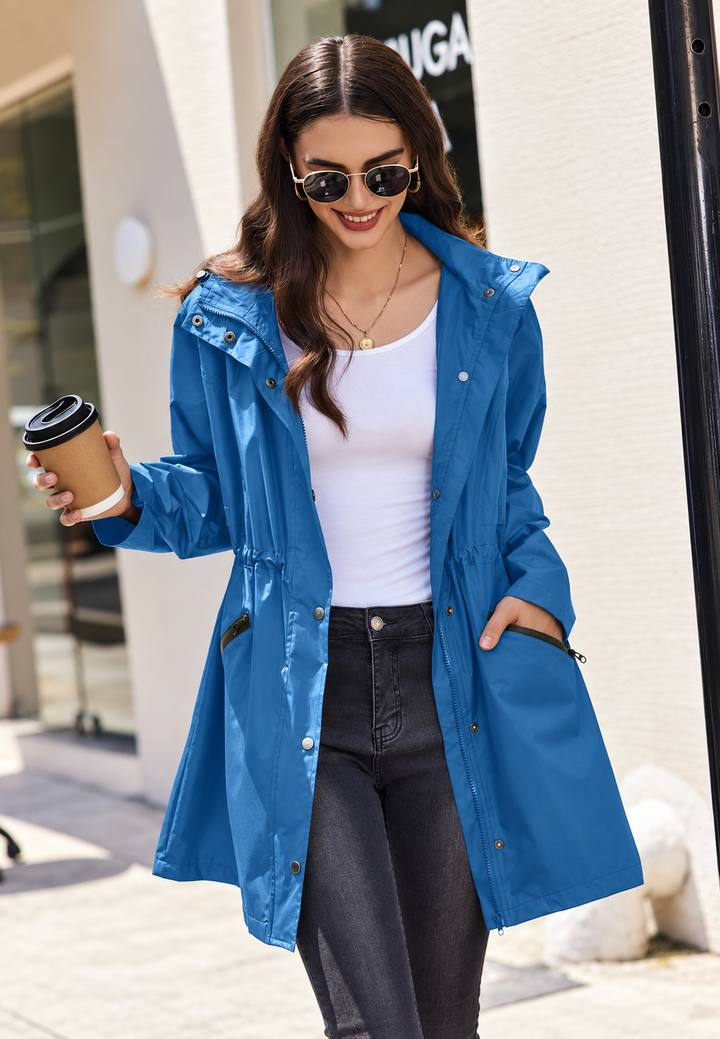 Parka imperméable pour femme avec capuche et taille ajustable - Vérane