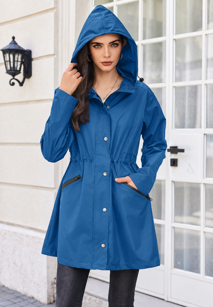 Parka imperméable pour femme avec capuche et taille ajustable - Vérane