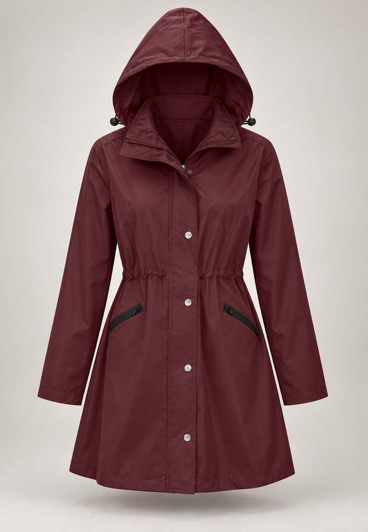 Parka imperméable pour femme avec capuche et taille ajustable - Vérane