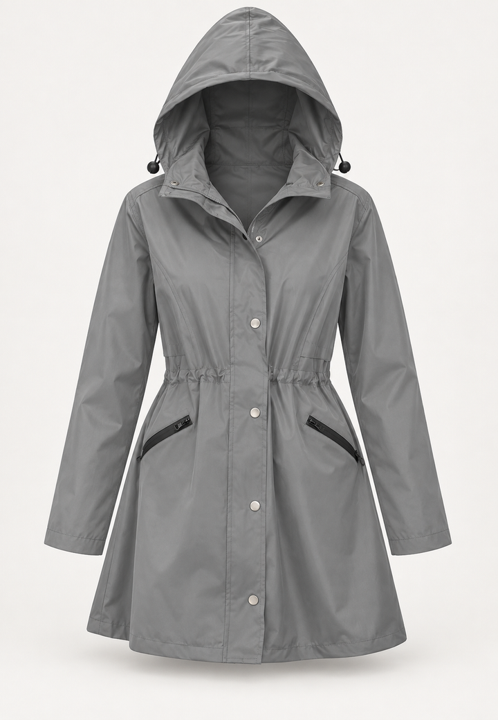 Parka imperméable pour femme avec capuche et taille ajustable - Vérane