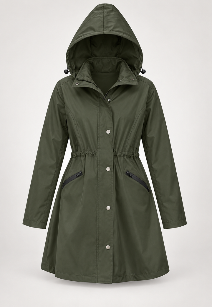 Parka imperméable pour femme avec capuche et taille ajustable - Vérane