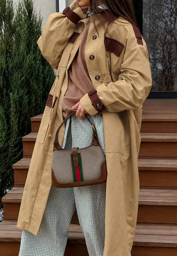 Parka femme longue à poches cargo et taille ajustable - Alondra