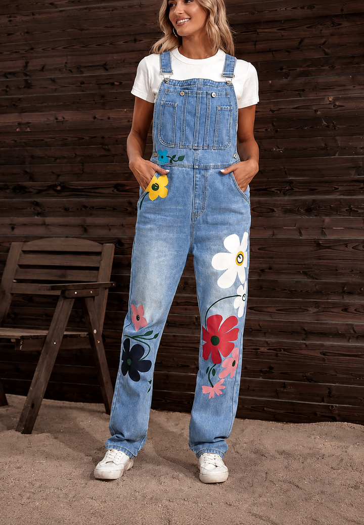 Salopette en jean pour femme à imprimé floral - Wendy