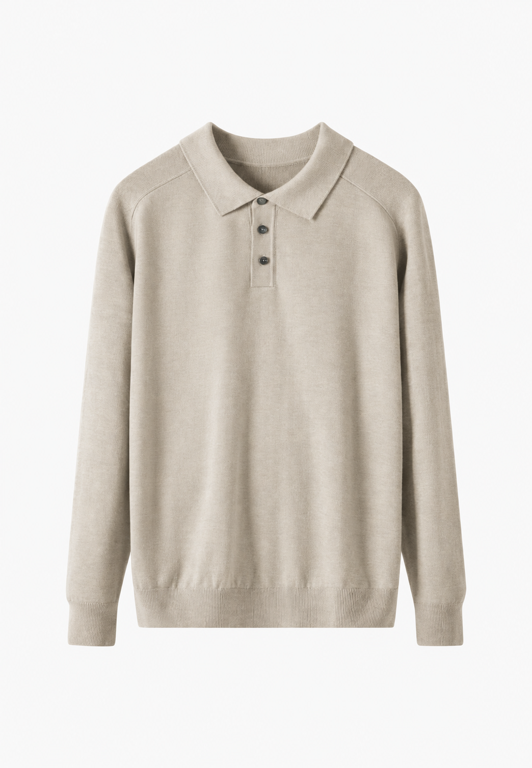 Polo en maille mélangée laine, col ouvert - Gaël