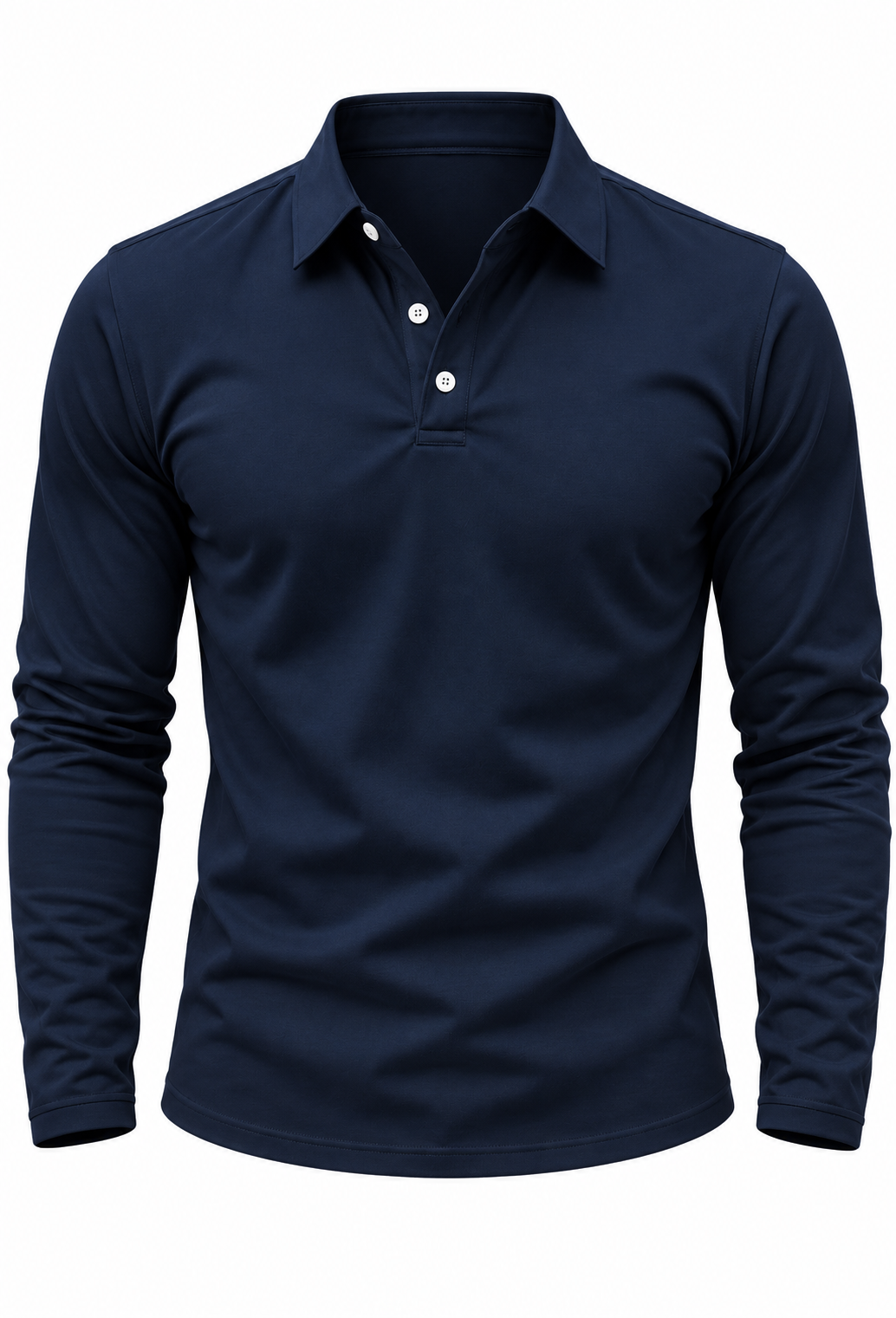 Polo homme à manches longues, col chemise et boutons - Breno