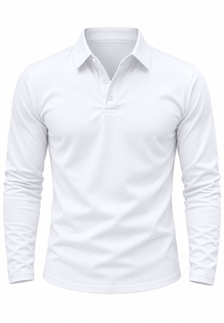 Polo homme à manches longues, col chemise et boutons - Breno