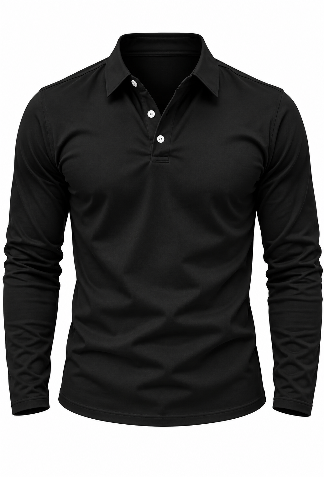 Polo homme à manches longues, col chemise et boutons - Breno