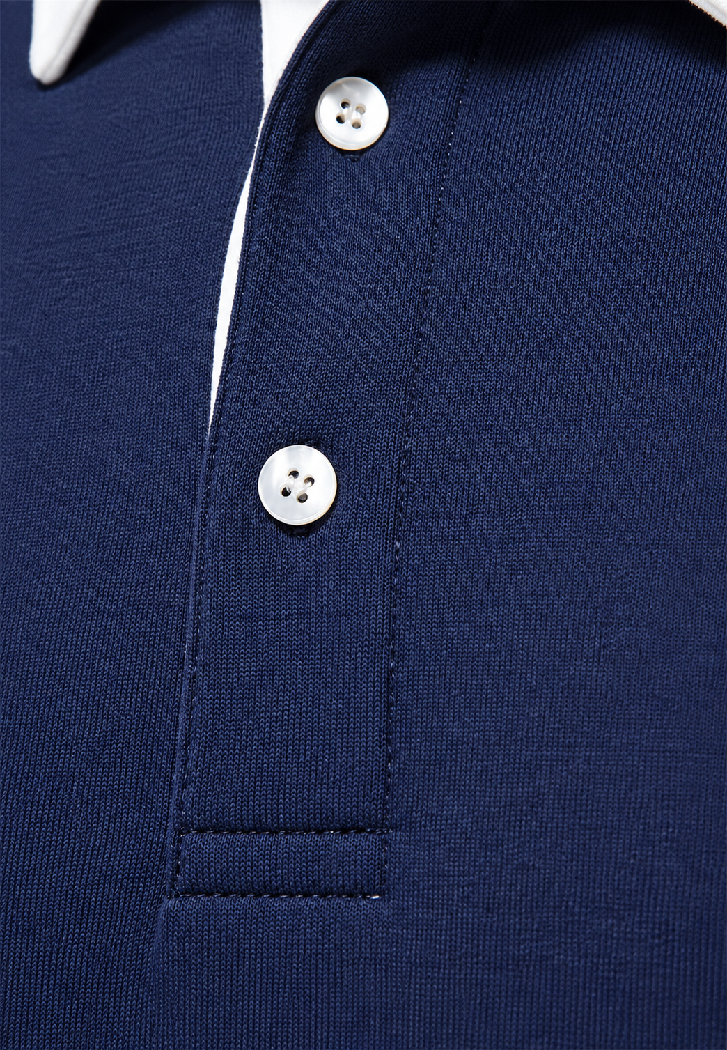 Polo homme à manches longues, col contrasté et boutonnage court - Cassian