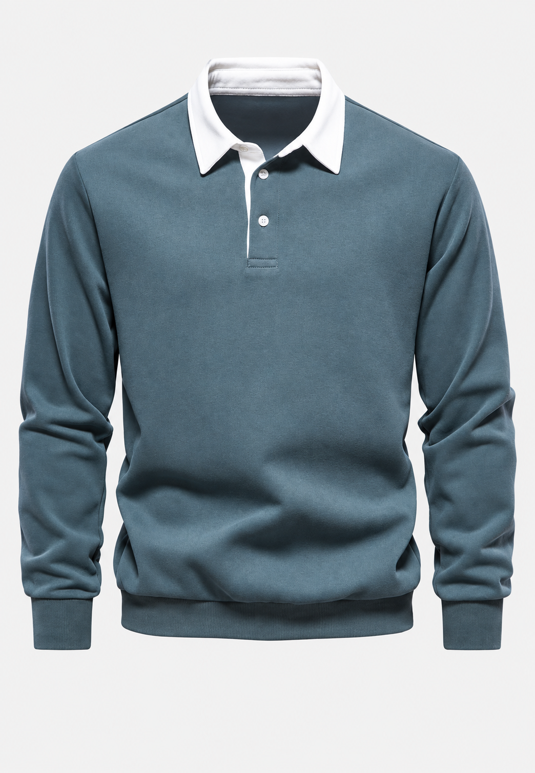 Polo homme à manches longues, col contrasté et boutonnage court - Cassian