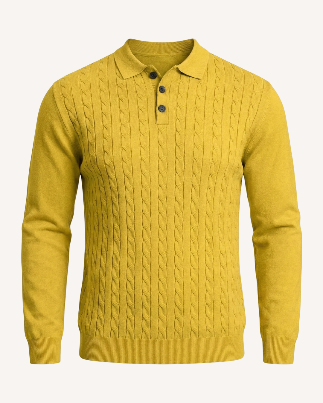 Polo hombre manga larga punto trenzado cuello clásico - Teo