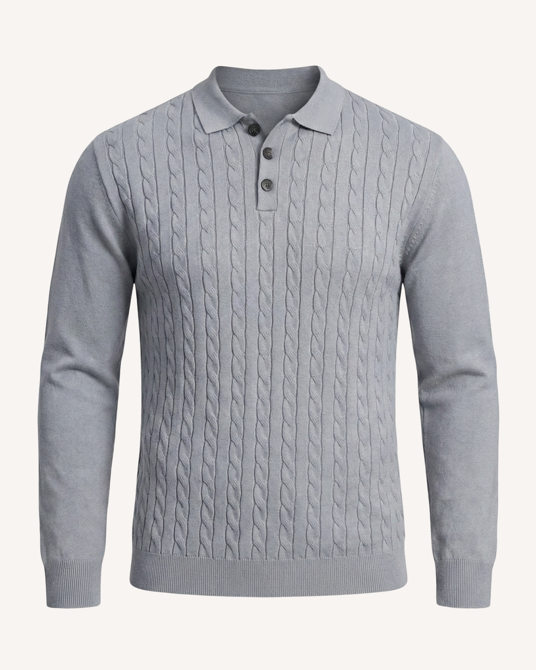 Polo hombre manga larga punto trenzado cuello clásico - Teo