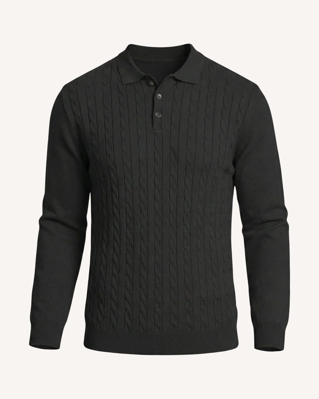 Polo hombre manga larga punto trenzado cuello clásico - Teo
