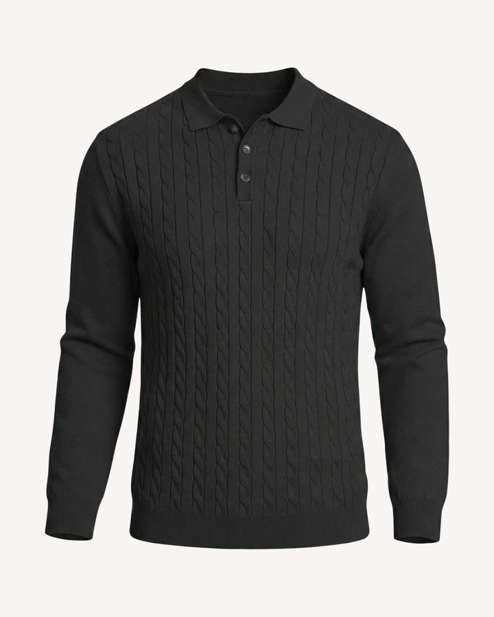 Polo hombre manga larga punto trenzado cuello clásico - Teo