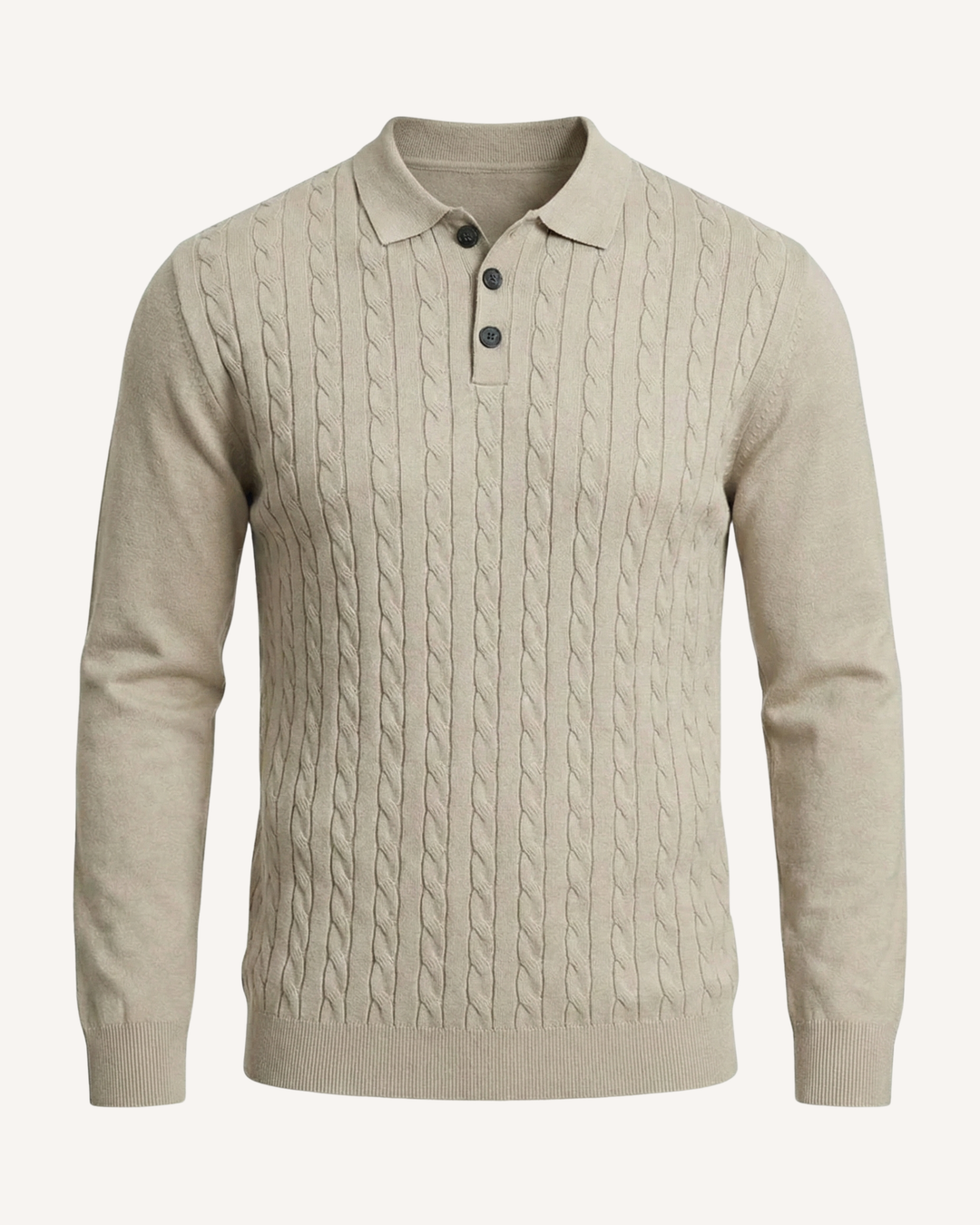 Polo hombre manga larga punto trenzado cuello clásico - Teo