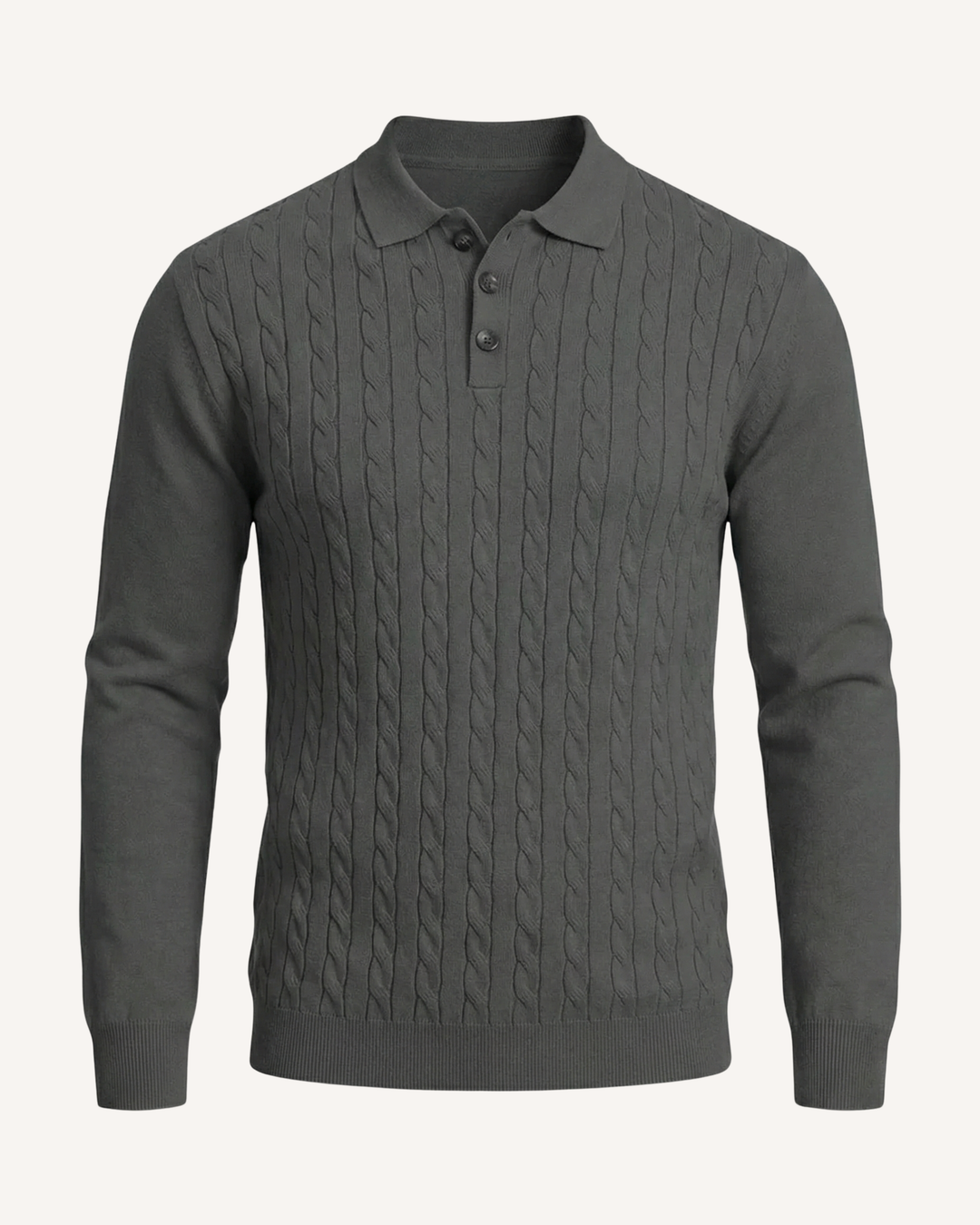 Polo hombre manga larga punto trenzado cuello clásico - Teo
