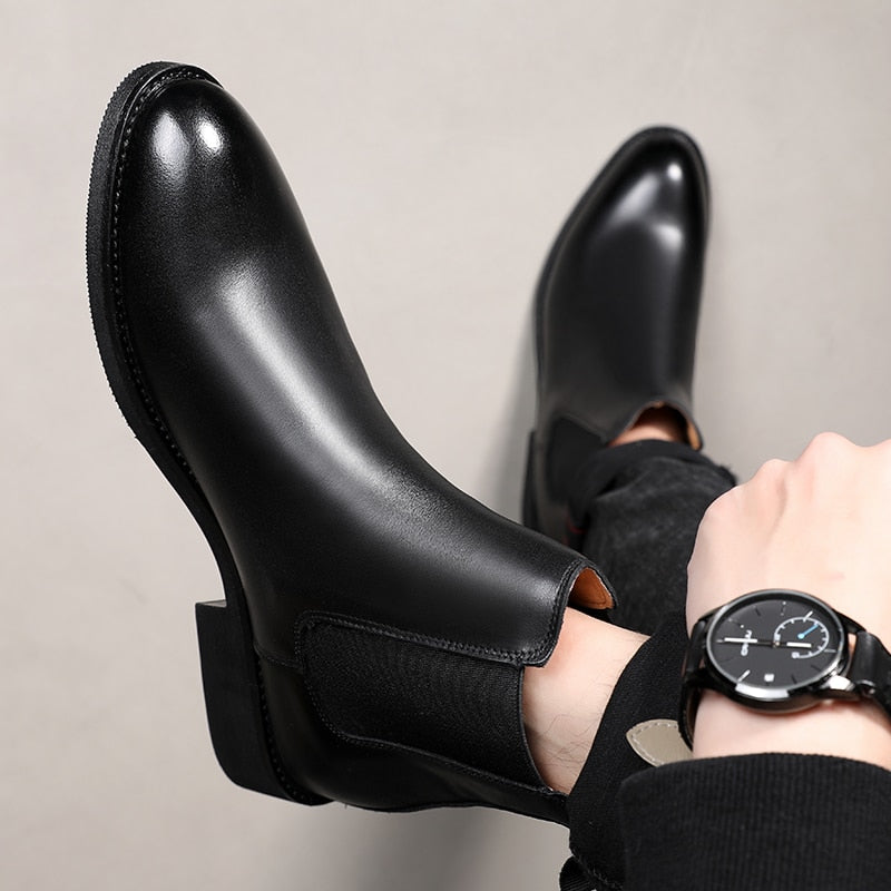 Bottines en cuir design italien pour hommes - Arveon