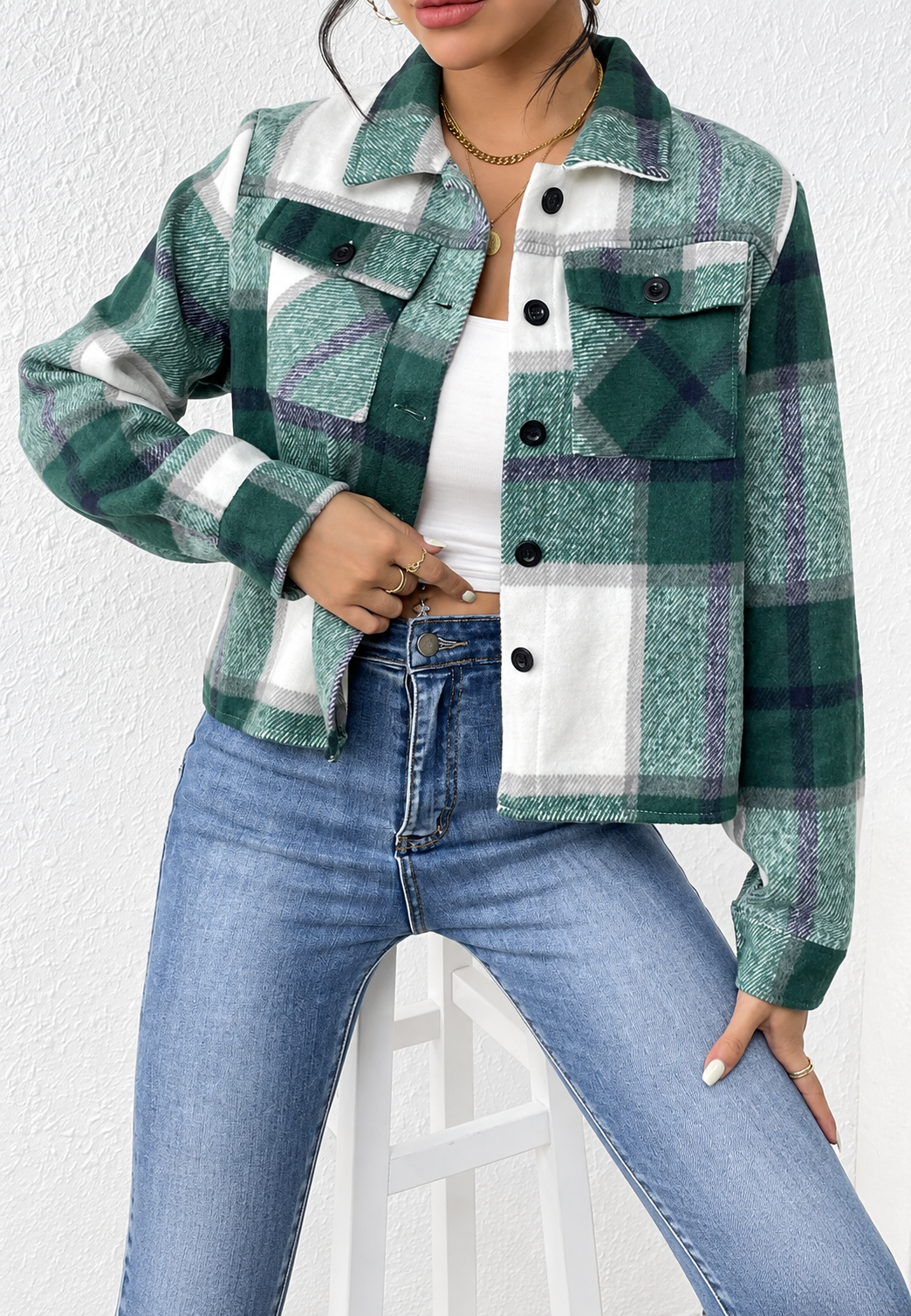 Veste à carreaux avec poches - Nadorine