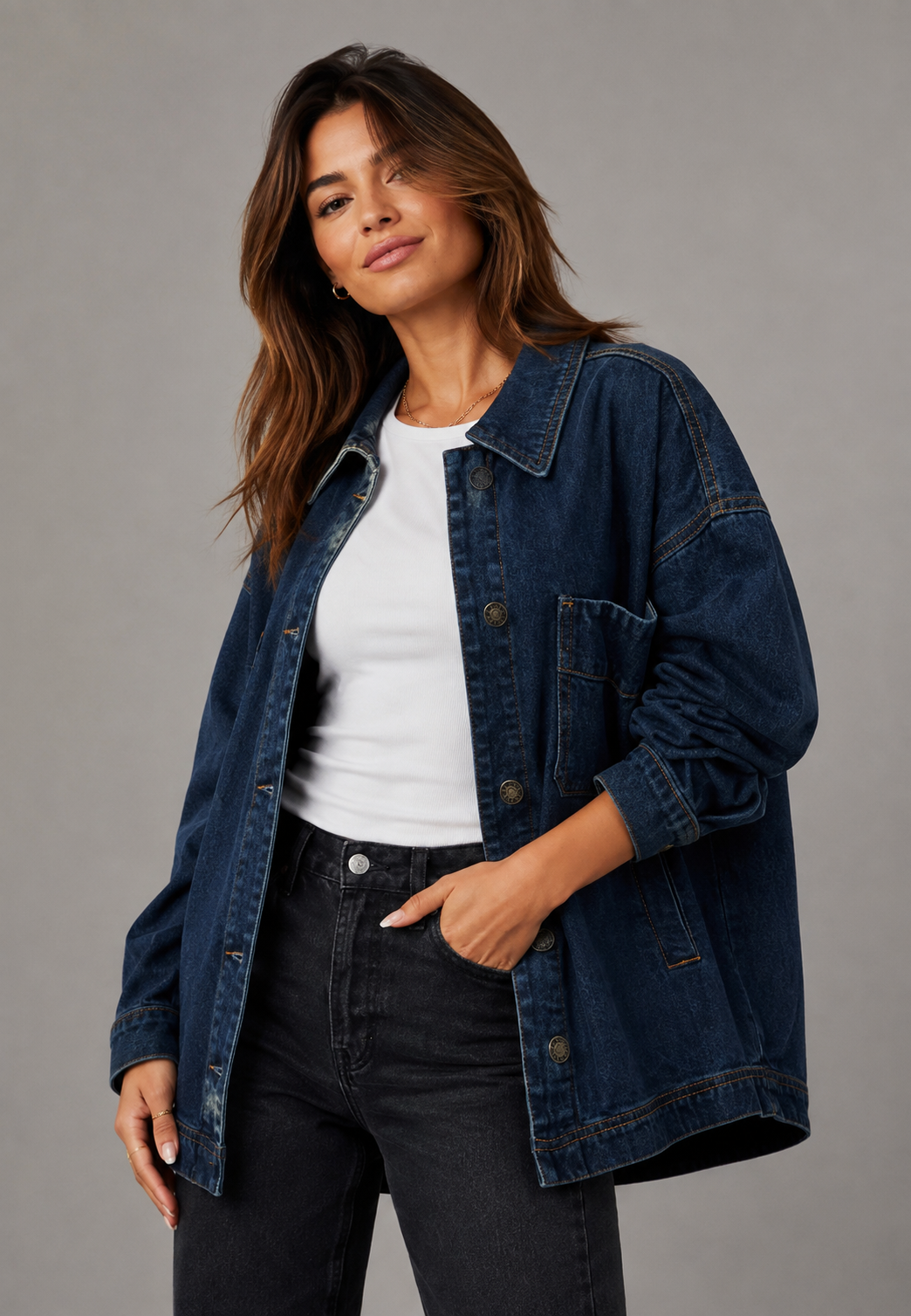 Chemise en jean oversize avec poche avant - Nadja